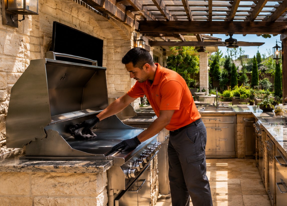 Grill and outdoor kitchen cleaning by ServiceBeaver in DFW Texas